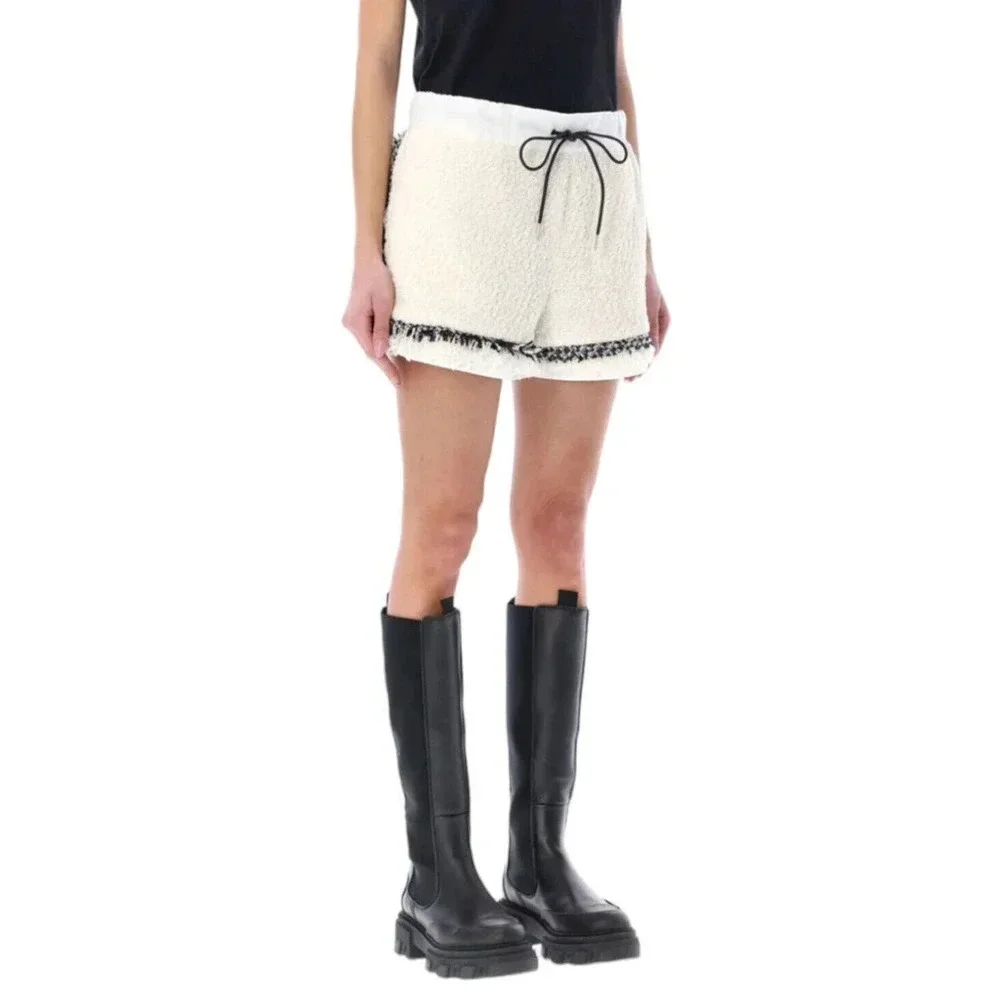Sacai Tweed Shorts Drawcord Waist Off White Size XS- S